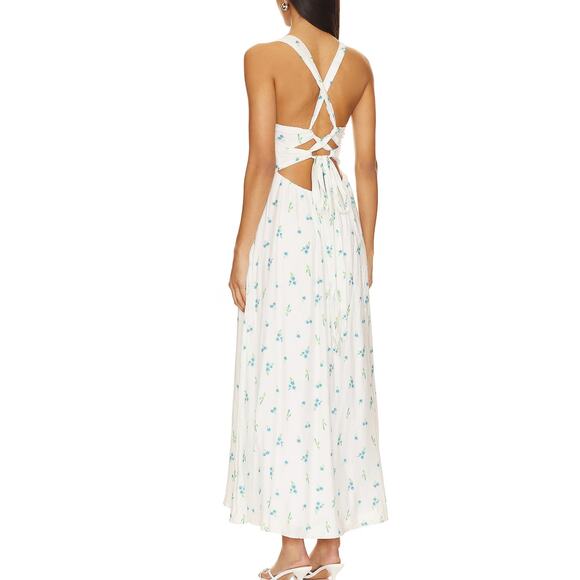 New Show Me Your Mumu Marmont Midi Dress Blue Floral Women's Size L NWT - Picture 5 of 13